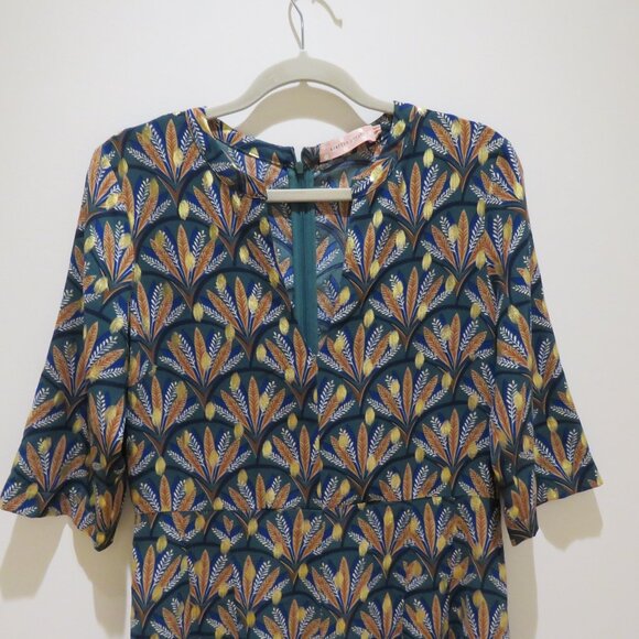 ANTHROPOLOGIE TRAFFIC PEOPLE Metallic Leaf Print Wide Leg Jumpsuit Boho - Size M - Picture 5 of 16